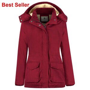 Women's Winter Sherpa Lined Heavy Parka Coat with Hood
